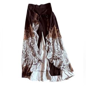 NWT High-Low Palazzo Wrap Skirt/Pants Combo Unique Bohemian S